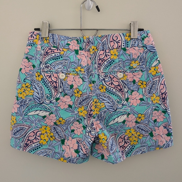 NEW Crown & Ivy Caroline 5" Chino Shorts WOMENS Size 4 Floral Paisley Aqua Pink - Picture 13 of 13